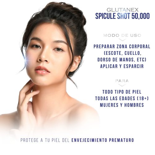 GLUTANEX™ SPICULE SHOT 50,000ppm Micropunción Líquida para Rostro, Cuello y Escote con Microespículas con Glutatión, PDRN de Salmón, Cica Complex y Ácido Hialurónico (5 aplicaciones x 4.3ml.) - Imagen 4