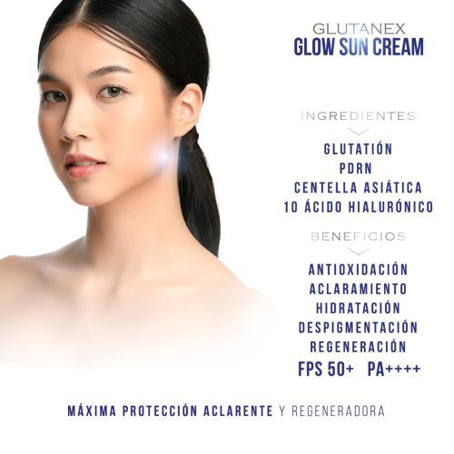 GLUTANEX™ SUN CREAM Bloqueador Solar Aclarante, Despigmentante, Hidratante, Reparador y Antioxidante FPS 50+ PA++++ Glutatión, PDRN, Centella Complex y 10 Ácido Hialurónico (50ml.) - Imagen 4