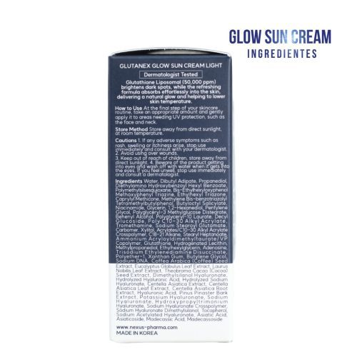 GLUTANEX™ SUN CREAM Bloqueador Solar Aclarante, Despigmentante, Hidratante, Reparador y Antioxidante FPS 50+ PA++++ Glutatión, PDRN, Centella Complex y 10 Ácido Hialurónico (50ml.) - Imagen 6