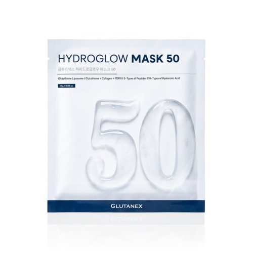 GLUTANEX™ HYDRO GLOW MASK 50 Mascarillas de Hidrogel, Reparadoras, Aclarantes, Reafirmantes, Antioxidantes y Nutrientes con Glutatión, Glutatión Liposomal, PDRN, Colágeno, 5 Péptidos y 10 Ácido Hialurónico (5 mascarillas) COMING SOON